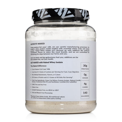Vanilla Grass - Fed Whey Isolate Protein Powder - Vanilla with a Simple, Easy - Mix Protein Formula