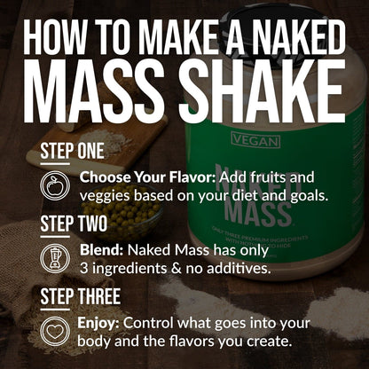 Vegan Mass Gainer Supplement - Unflavored (Vegan) 12LB for Easy Protein and Calorie Mixing