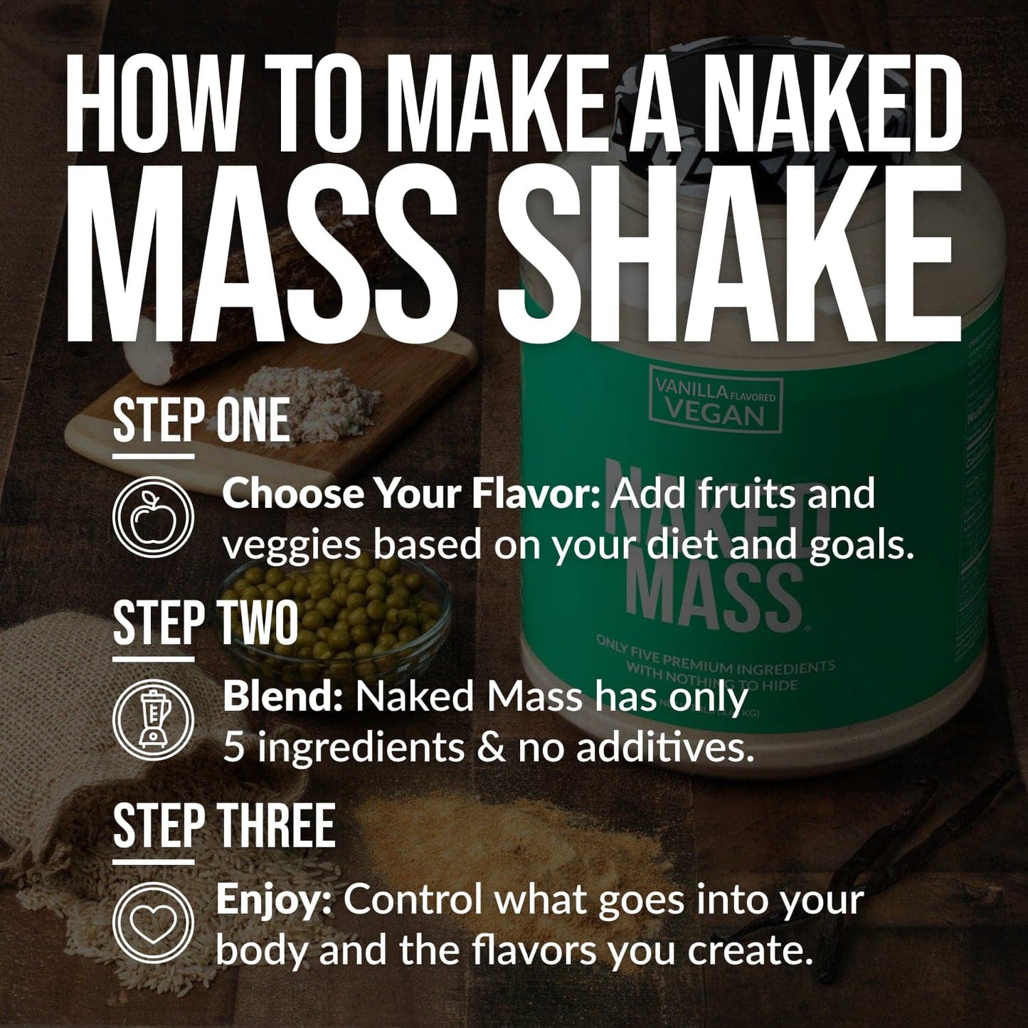 Vanilla Vegan Mass Gainer Supplement - Vanilla (Vegan) for Easy Protein and Calorie Mixing