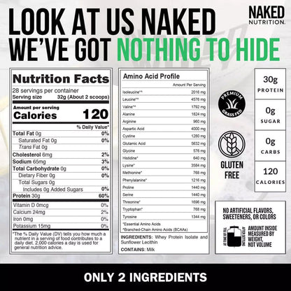 Grass Fed Whey Isolate Protein Powder - Unflavored with a Simple, Easy - Mix Protein Formula